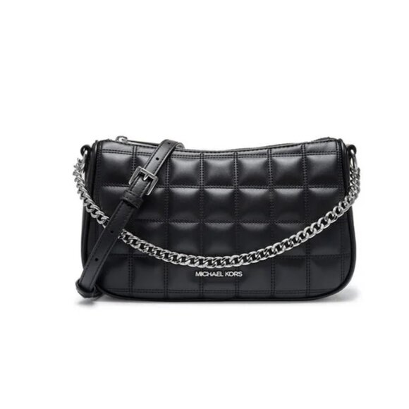 Michael Kors Carmela Medium Black Crossbody Bag - Picture 1 of 11
